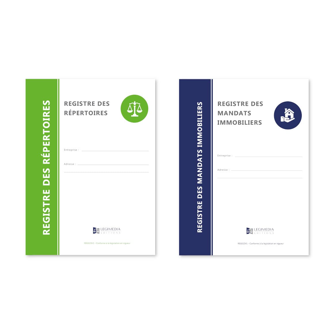 Pack de mise en conformité Agence Immobilière - 5 Affichages et 5 Registres obligatoires avec 1 stylo-feutre offert - Édition 2026 - Kit de fixation inclus - Fabriqués en France - LEGIMEDIA ÉDITIONS