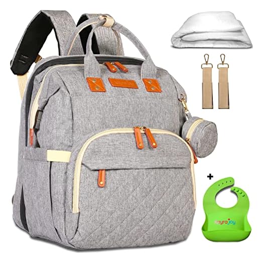 Extra Large Diaper Bag Backpack For 2 Kids - 38 L Baby Diaper Bag with Changing Pad, Charging Port, Insulated Pockets, Pacifier Pouch, Waterproof, Unisex Grey - Multifunction Baby Travel Bag