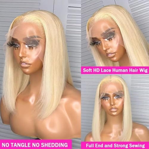 MYouan 613 Blonde Bob Wig Human Hair 13x4 HD Bob Lace Front Human Hair Wigs Pre Plucked 210 Density Blonde Short Bob Wigs for Women 12 Inch