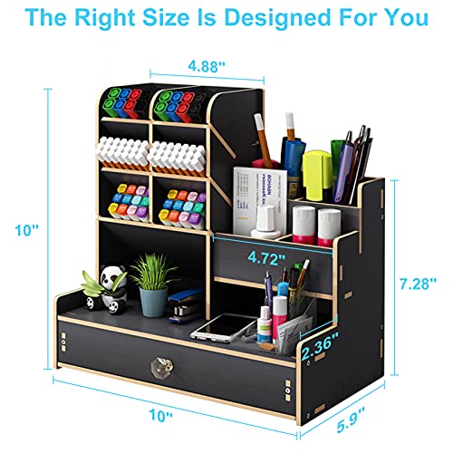 Marbrasse B16-GZ Upgraded Wooden Pencil Holder, Pen Organizer For Desk, Easy Assembly, Art Supply Organizer thumb #3