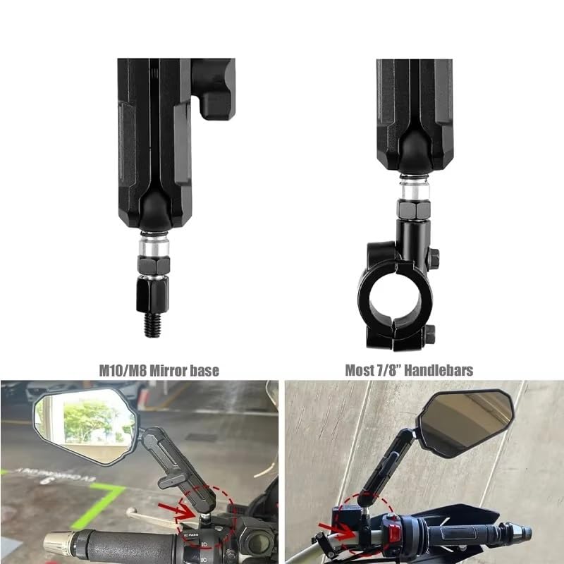 Rétroviseurs Moto Pour ZERO Pour KYMCO Rétroviseurs Moto Universels Angle Réglable Guidon Pliant Rétroviseur Latéral Aventure Saleté Vélo Rue ATV Rétroviseurs Rond Latéraux Moto