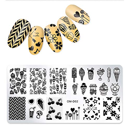 5Pcs Nail Stamp Plates Set Nails Art Stamping Plate Manicuring Accessories Animals Leaves Flowers Fruits Geometry Cartoons Image Template For Diy Nail Art #TOP2