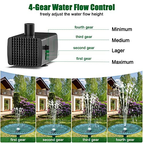 SZMP 24-Hours Working Pond Fountain Pump,Bird Bath Fountain Pump with 7 Nozzles for Outdoor,Garden,Pond,Aquarium,Fish Tank,Adjustable Water Pump with 16.4Ft Power Cord and Adapter(UK Plug) - Image 5