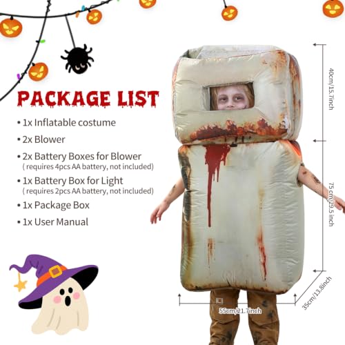 Skirfy Kids Funny Halloween Inflatable Refrigerator Costume with LED Lights - image 2