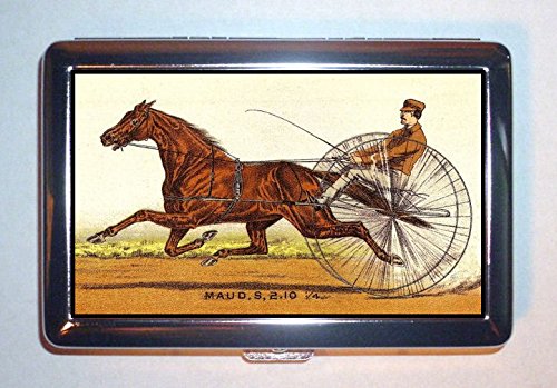 1880s Horse Harness Racing Great Antique Art: Stainless Steel ID or Cigarettes Case (King Size or 100mm)