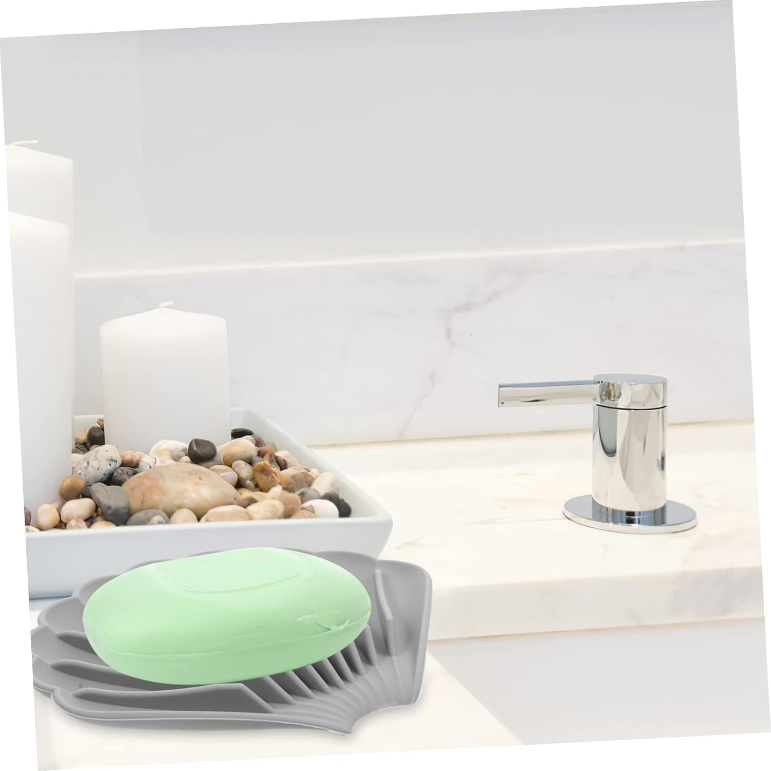 5 Pack Silicone Shell Soap Holder Tray Self Draining for Sink image 4