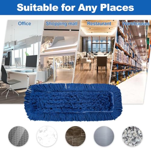 Image of iDeaology - 24-Inch Washable Dust Mop Heads - Full Cloth, Extra Durable, Easy Button - No Clinging to Hair or Fur, Easy to Use Replacement for Commercial and Home Cleaning (8 Pack)