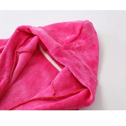 Image of Girls Fleece Hooded Robes, Warm Printed Bath Robe for Kids Soft Fuzzy Bathrobe for Gifts