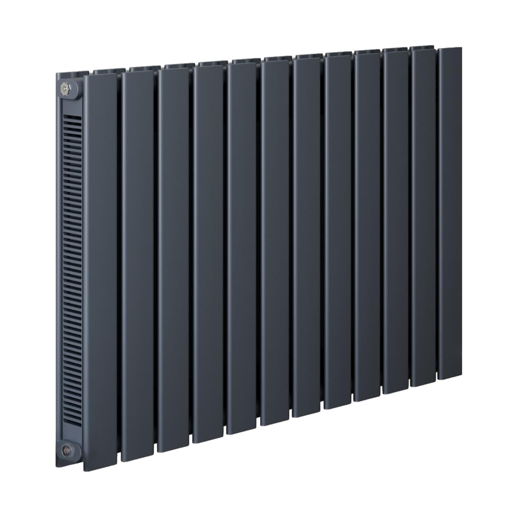 Milano Anthracite Erin Horizontal Double Flat Panel Convector Radiator - 600Mm X 840Mm