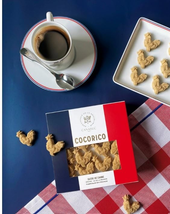 Canasuc Cocorico (French Roosters) Pur Sucre de Canne, Assorted 3D Molded Brown Cane Sugars, 6.4 Oz, Made in France