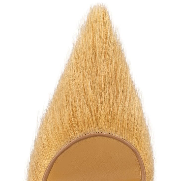 Beauty Cry Womens Pointed Toe Heel Mules Slip On Chunky Fur High Heels for Sexy Party Date3