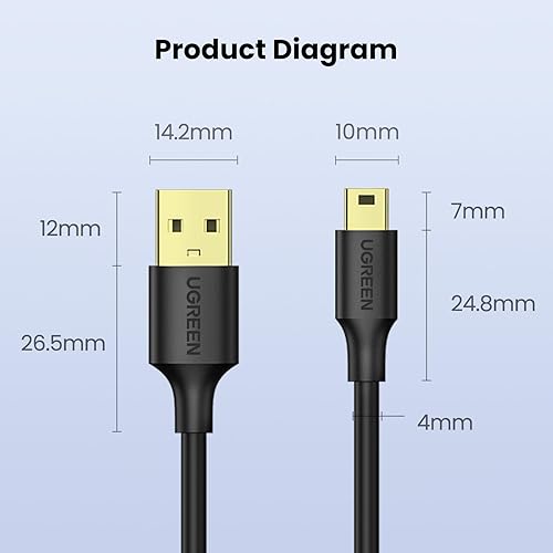 Miniatura 9 de UGREEN Mini cable USB de 3 pies mini cable USB 20 mini cable USB B mini cable cargador USB compatible con Garmin Nuvi GPS Nav cámara de salpicadero
