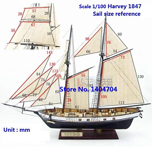 SIourso Modell Hobby Segelboot Modellbausatz: Harvey 1847 Westernschiff Holzmodell & Free 2 Stück Holzfässerschiff… – Bild 8