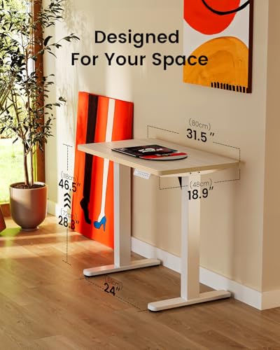 Image of ErGear Height Adjustable Electric Standing Desk, 32 x 19 Inches Sit Stand up Desk, Memory Computer Home Office Desk, Natural