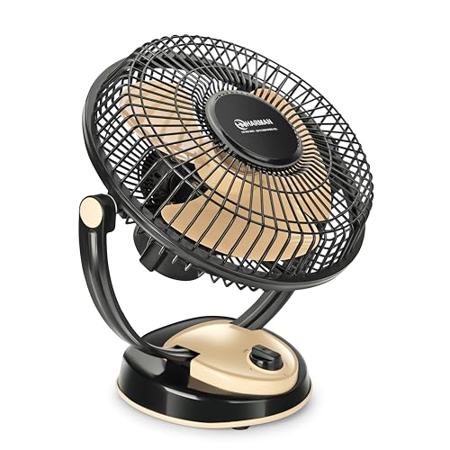 Image of HM Bobbar Table Fan P1 300 MM Home & Office | Ultra High Speed 12 Inch 3 Blade | High Air Delivery | 3 Speed Setting | Star Rated Teble Fan | 1 Year Warranty 【Black-Beige】