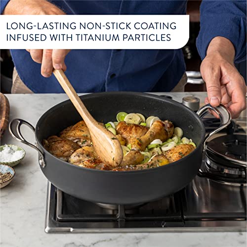 Tefal Jamie Oliver Cook's Classics All in One Pan, Non-Stick, Oven-Safe, Induction, Glass Lid, Riveted Handle, Hard Anodised Aluminium, Black, 30 cm Shallow Pan + Lid - Image 5