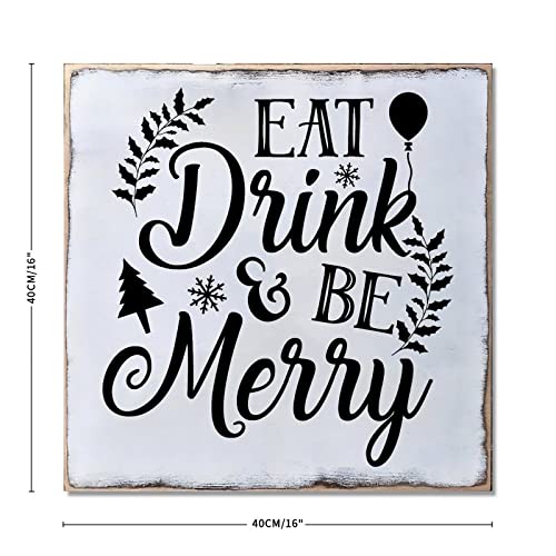 Panneau Eat Drink And Be Merry Christmas en finition soignée pour salon - 3