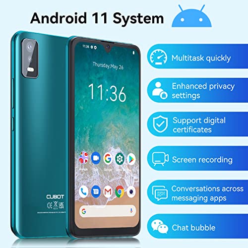 Cubot Note 8 Smartphone Without Contract, 4G Android 11 Mobile Phone, 5.5 Inch Hd Display, 13Mp + 5Mp Camera, 3100Mah Battery, 2Gb/16Gb, 128Gb Expandable, Dual Sim #TOP2