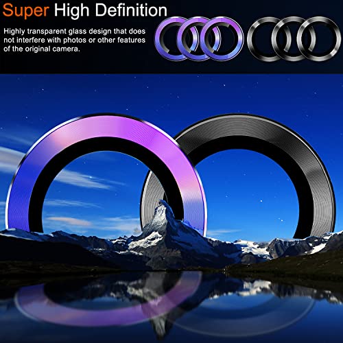 Ferilinso [3+3 Pack] For Iphone 14 Pro & Iphone 14 Pro Max Camera Lens Protector Accessories Camera Cover Titanium Alloy-Space Metal Protection Mounting Base Case Friendly (Graphite+Colorful) #TOP6