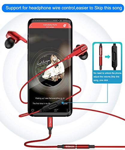 AkoaDa USB C naar 3.5mm Hoofdtelefoon Type C naar Aux Adapter Nylon Kabel,voor met Galaxy S21/ S21 +/ S21 Ultra/ S20/ Note10 iPad Pro iPad Air MacBook Pro Huawei P40/ P40 Pro/ P30 Pro enz- Rood - Image 4