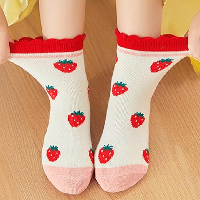 SoxLife Kids Cotton Socks, Pack of 5, Cartoon Designs, Ages 6-8 Years, Unisex (IN, Age, 6 Years, 8 Years, Milk Strawberry) - Image 3 thumbnail