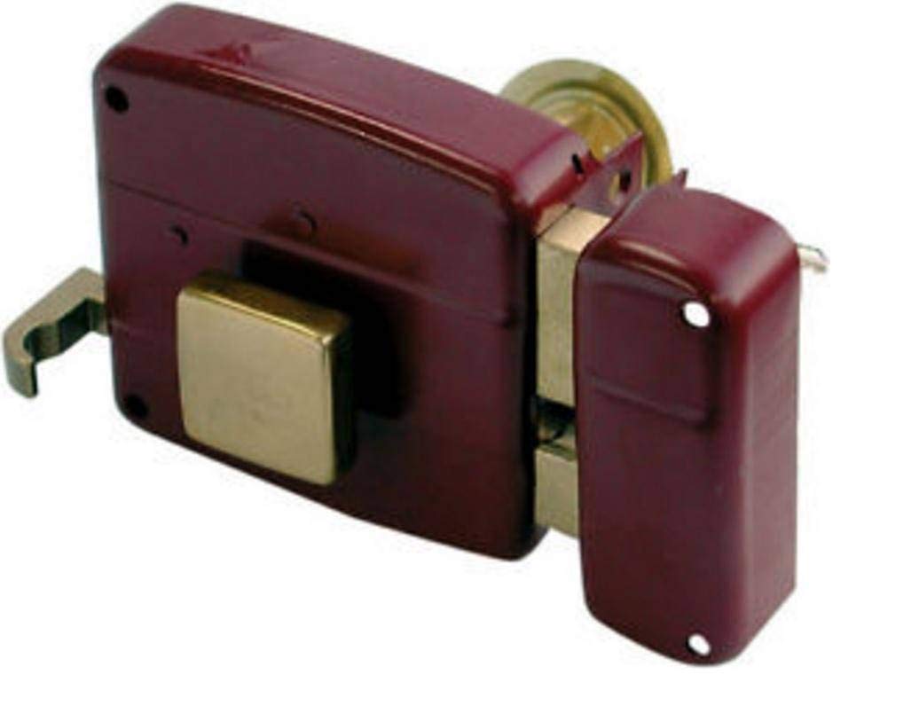 Cisa 150110701N6, Serratura Da Applicare A Cilindro Per Portoncino, Entrata 70 Mm, Rosso Amaranto, Tirante E Pomolo Interno, Catenaccio E Scrocco, Mano Destra - 4