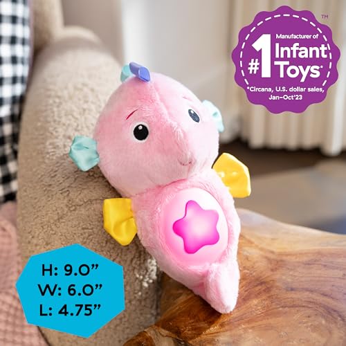 Image of Baby Einstein Sea Dreams Seahorse Plush Soother Toy, with Music and Lights, Ages 0 Months and Up, Pink