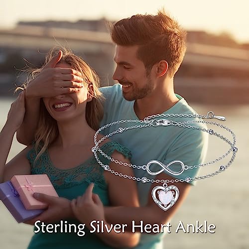 Image of VONALA Evil Eye Anklet 925 Sterling Silver Irish Celtic Knot /Witches Knot /Claddagh /Infinity Heart /Butterfly /Pineapple Chain Hotwife Anklet Foot Ankle Jewerly Gift for Women Mother Wife Sisters
