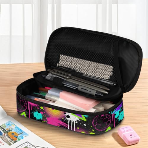 Image of Pardick Colored Graffiti Big Capacity Pencil Case Pencil Pouch with Zipper Compartments Pen Holder for College School Portable Stationery Storage Bag for Girls Boys