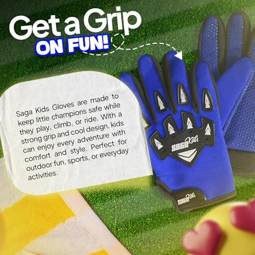 SAGA SPORTS Kids Bike Gloves – Motocross, Dirt Bike & BMX Riding – Padded & Protective Gear for Young Riders - 5