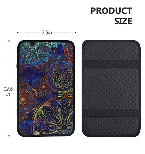 LIZIMANDU Vehicle Armrest Cover Pad, Universal Fit Soft Comfort Center Console Armrest Cushion for Car Women Car Accessories(1-Blue Flower)