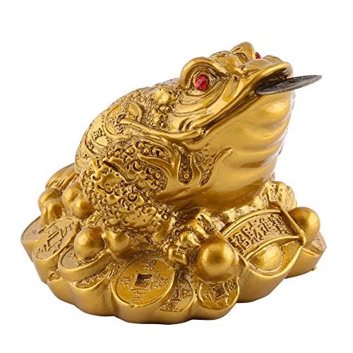 Rana Dorada Rana de Tres Patas Productos de Feng Shui Rana Trípode Figura de Amuleto Prosperidad Empresarial Buena Suerte Buena Suerte Productos de Feng Shui Figura de Buena Suerte(bronze, S 6*6*5mm)
