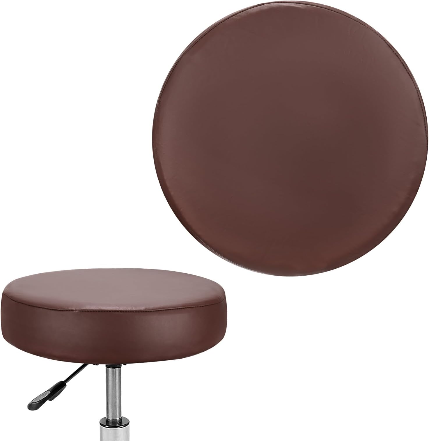 M METERXITY 1-Pack Bar Stool Covers Round, for 12-14 Inch Chair Waterproof PU Seat Covers with Elastic Bands for Bar Stool/Round Cushion [Coffee]