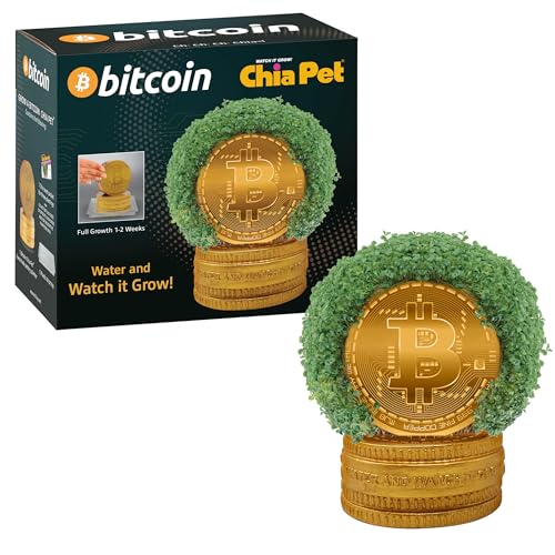 Chia Pet Bitcoin with Seed Pack, Decorative Pottery Planter, Easy to Do and Fun to Grow, Novelty Gift, Perfect for Any Occasion