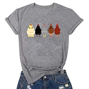 Chicken-Tshirt-Mom-Cute-T-Shirts-Womens-Short-Sleeves-Farm-Country-Casual-Tee-Tops Chicken Tshirt Mom Cute T Shirts Womens Short Sleeves Farm Country Casual Tee Tops Gray