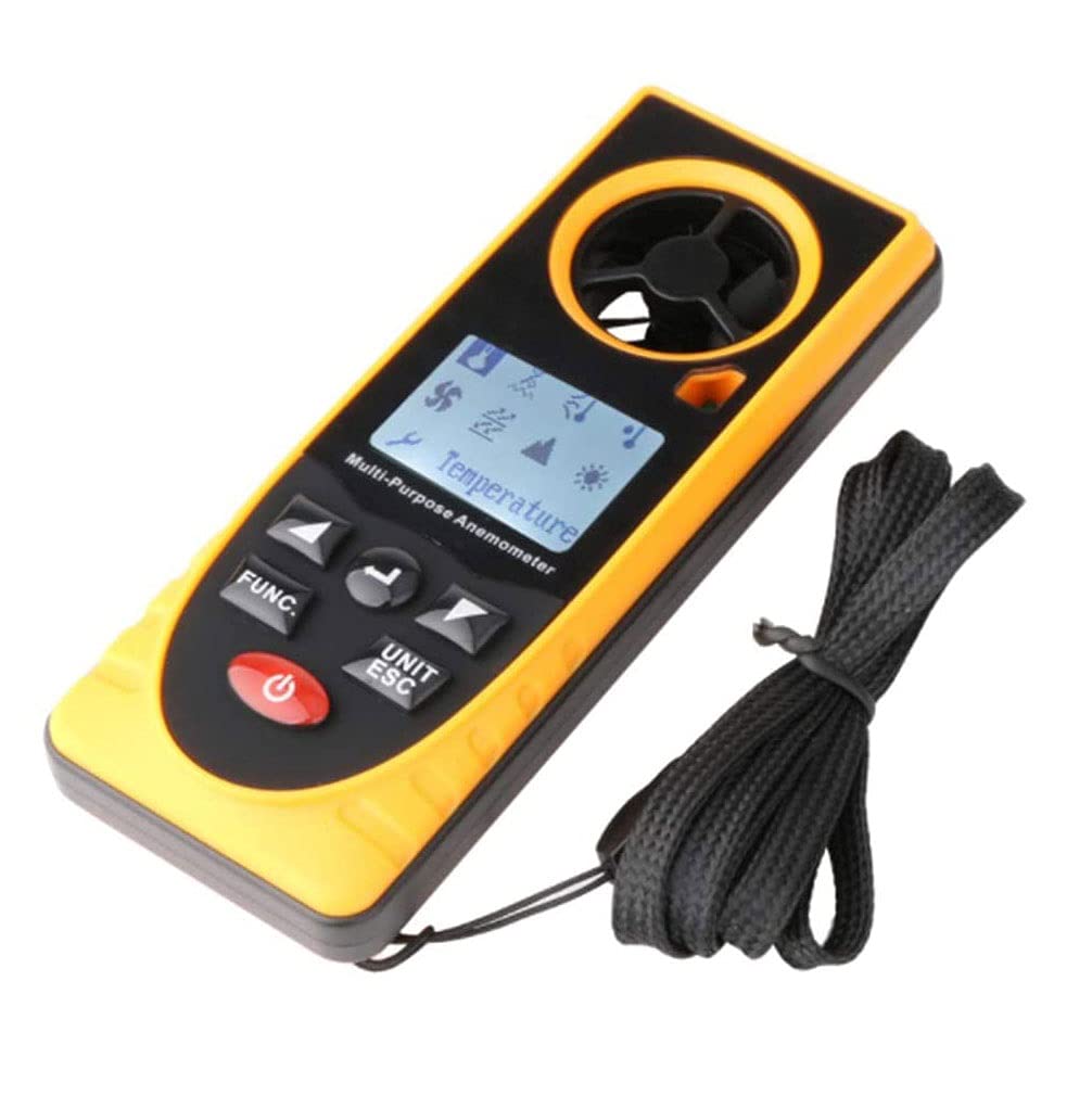 Anemometro Portatile velocità del Vento Misuratore del Vento Energia Temperatura della Temperatura dell'Aria -14 ° F a 113 ° F (da -10 ° C a 45 ° C) con LCD retroilluminato Max/AVG Data Hold