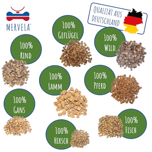MERVELA® Würfelhappen Lamm für Hunde, 500 Gramm [Qualität aus Deutschland] für Allergiker Sensitive, Belohnung, Trainingssnack, getreidefrei, Hundesnack, hypoallergen, Hunde Leckerli