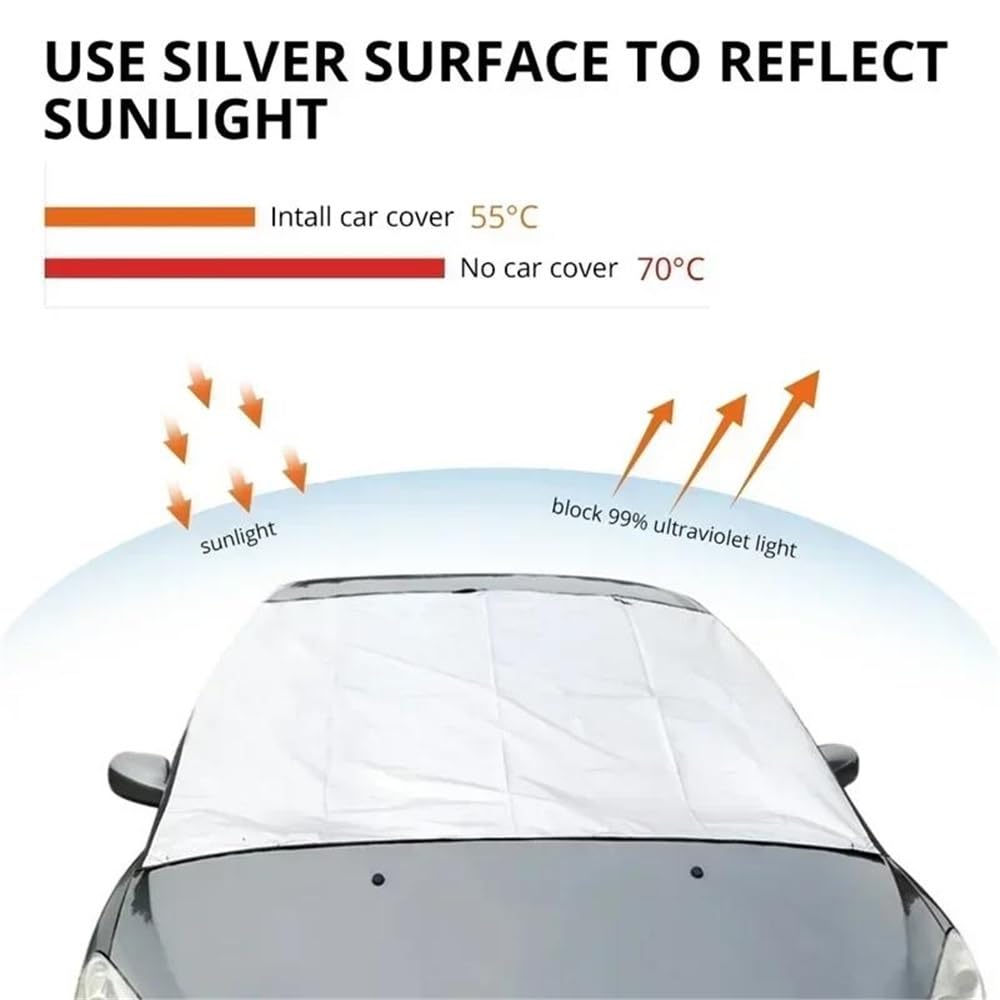 Housse de Protection pour Pare-Brise Housse Pare-Brise 195x70CM Housse Pare-Soleil Pare-Neige Imperméable Protection Magnétique Automobile Protection Pare Brise Hiver