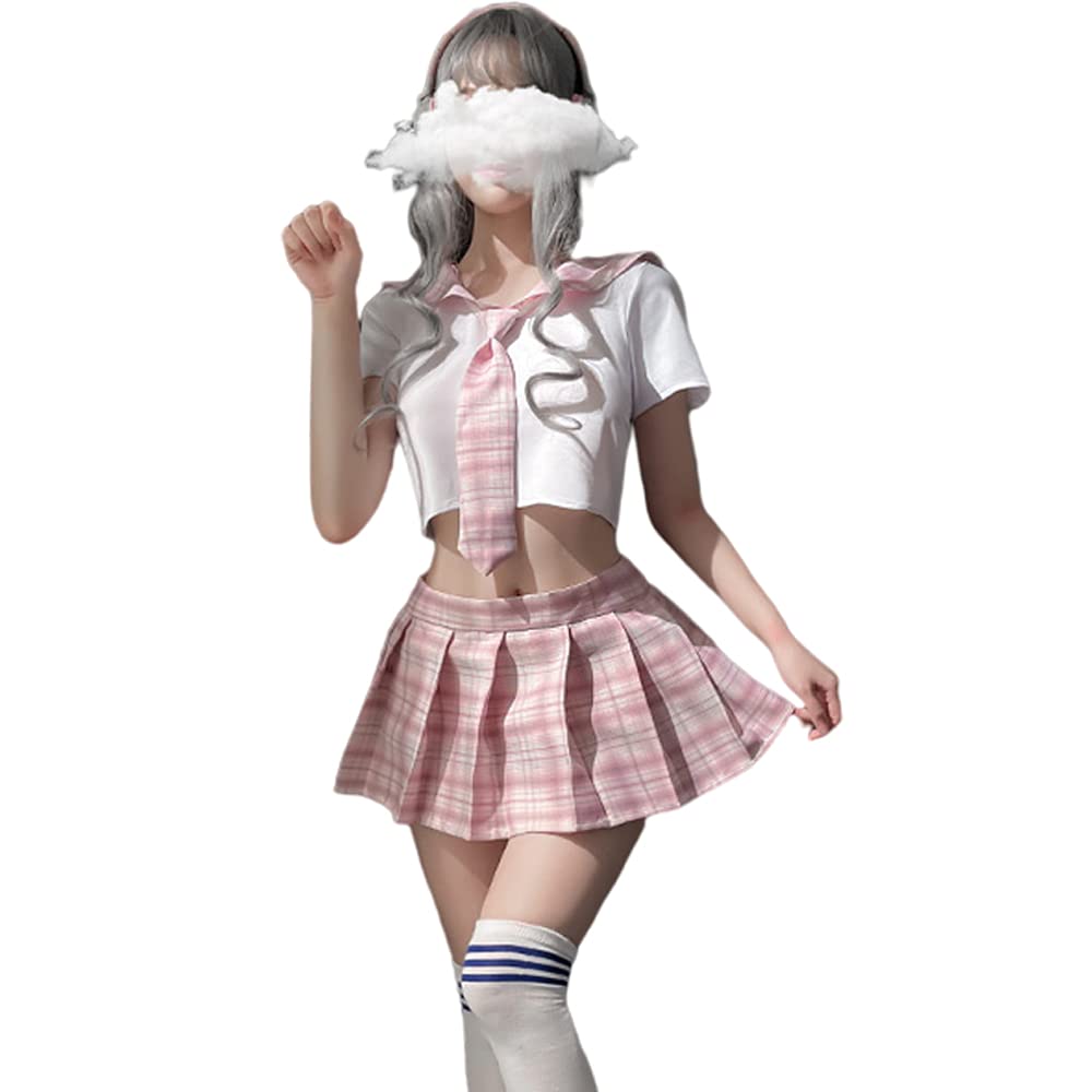 SINGUYUN Japanese School Girls Uniform lattice Pleated Skirt Anime Cosplay Lingerie JK Costume Sexy With Socks