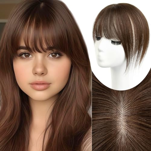 EonLuxe Human Hair Topper with Bangs – 100% Real Remy