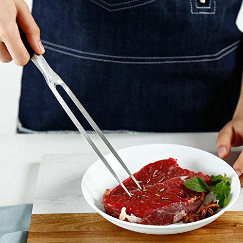 GuDoQi Carving Fork Stainless Steel Meat Fork 10 Inch Barbecue Fork Anti-Slip Long Handle Cooking Tool Utensil Set for Pork Turkey Chicken Beef