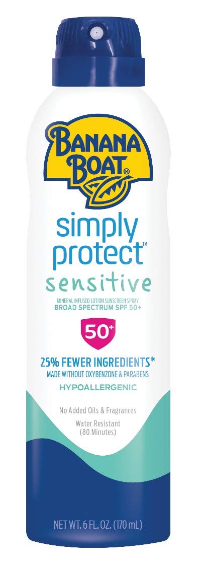 Banana Boat Spf#50+ Simply Protect Sensitive 6 Ounce Spray (Pack of 6)