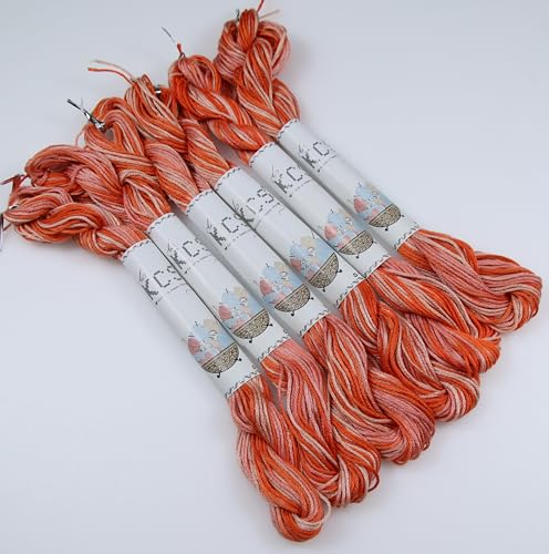 Image of KCS Big skeins of 25 Meters Size 25 Color Variegated Cross Stitch Stranded Threads,6 skeins,106