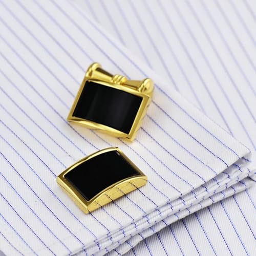 Gemelos de oro para hombre con diseño rectangular, elegancia clásica para disfraz de gala 2