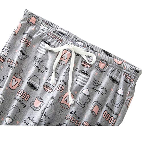 ENJOYNIGHT Women's Capri Pajama Pants Lounge Causal Bottoms Print Sleep Pants (XX-Large, Coffee Cup)
