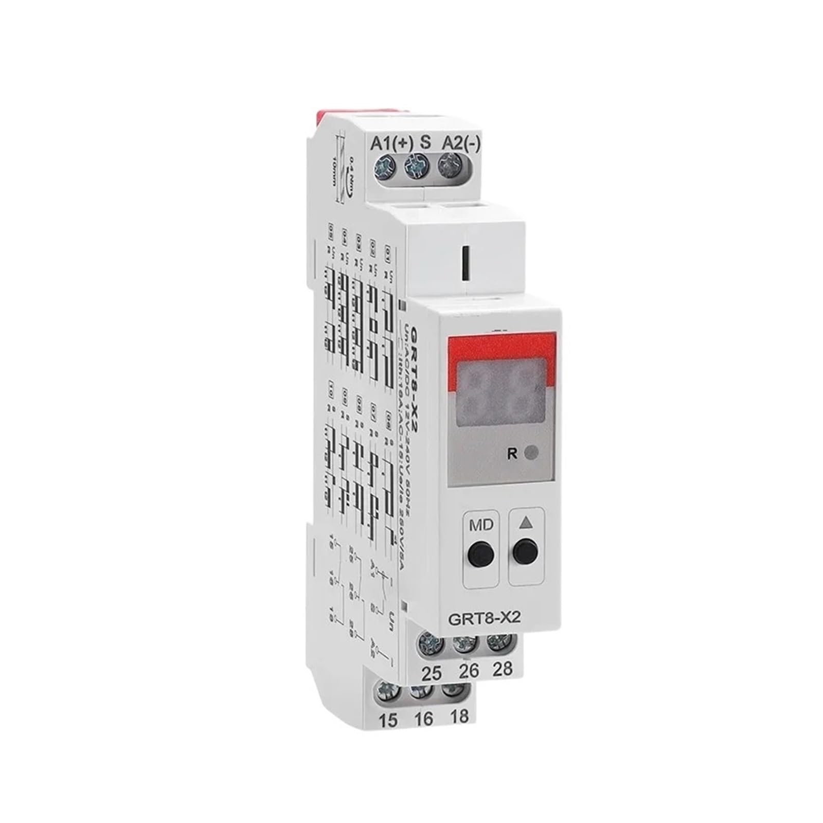 GRT8-X Digitalanzeige Multifunktions-Zeitrelais 16A mit 20 Funktionsauswahlen AC DC 12V 24V 220V 230V(GRT8-X1 AC230V)
