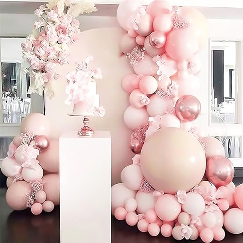 Image of PartyWoo Pale Pink Balloons 100pcs 12 Inch Light Pastel Baby Pink Latex Helium Balloons for Birthday Engagement Bachelorette Baby Shower Easter Princess Butterfly Theme Party Decorations Pink-Q01