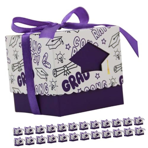 Mipcase 50piezas Cajas De Dulces De Graduación Birrete De Graduación Cajas De Golosinas Decoraciones