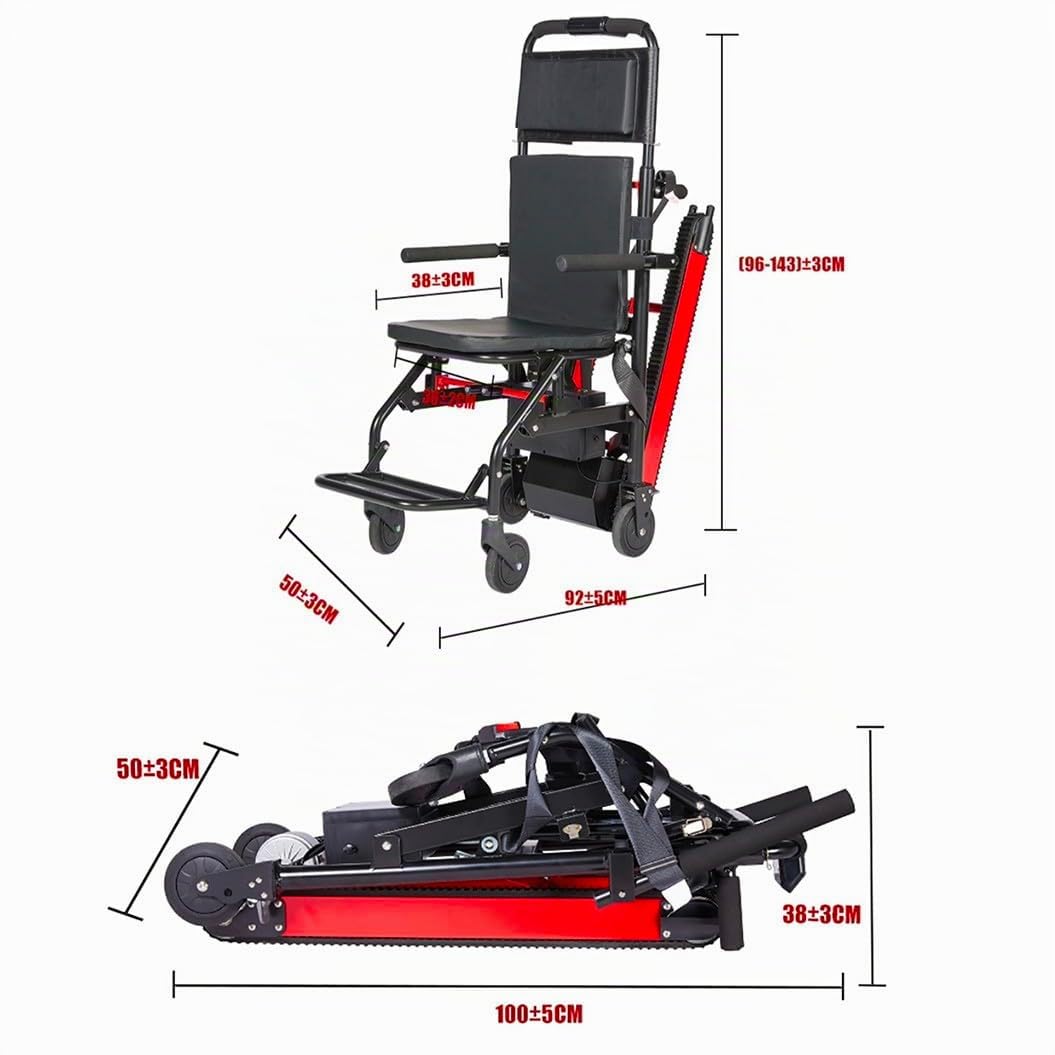 Sube-Escaleras Eléctrico sobre Orugas,Sube-Escaleras Eléctrico con Carretilla De Mano,Silla De Ruedas para Subir Escaleras para Pacientes De Edad Avanzada,Carga Segura 165 Kg/373 Lbs A
