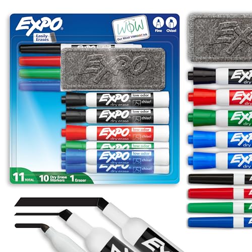 EXPO Dry Erase Markers Set, Fine & Chisel Tips, 11 Count - Classroom, Office Supplies, For White...